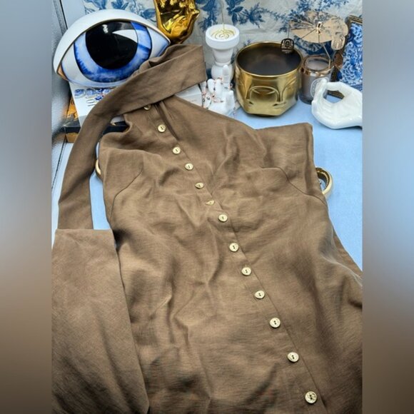 🆕 CULT GAIA 🧿 NWOT Romia Button-Detail Dress, Affogato Brown - Sz XS - Picture 11 of 14